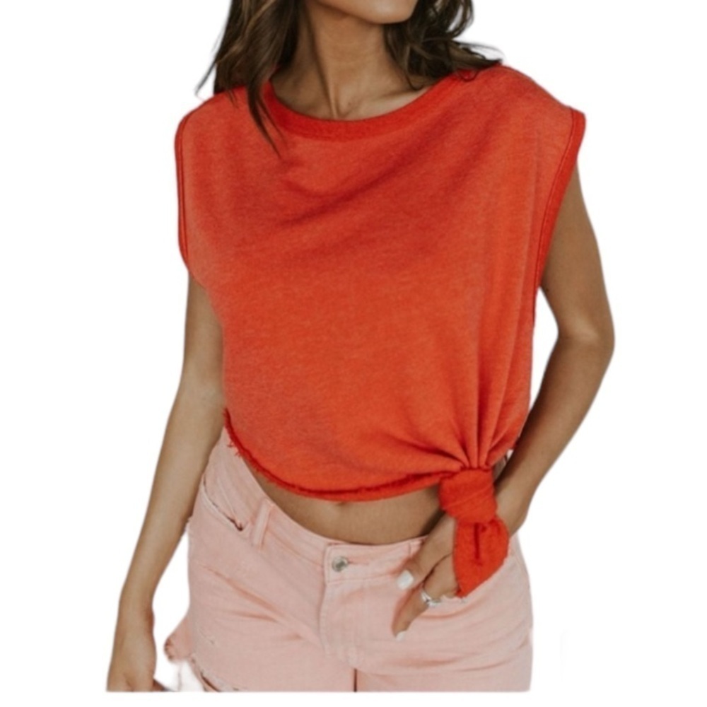 FREE PEOPLE Fresh To Def Pullover Red XS FP Movement Sweatshirt Top